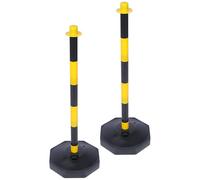 GETAJGHSD 2 pezzi Colonnina Segnaletica di Sicurezza in Plastica Resistente con Base Riempibile per Stabilità Coni Stradali Giallo-nero per Delimitazione e Barriera Sicurezza Parcheggio