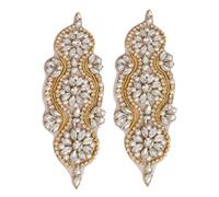 GETAJGHSD 2 Pezzi Toppa Termoadesiva con Pietre Decorative Oro per Abiti da Teatro da Sposa, Applicazioni per Tessuti Resistenti e Rapide per Performance Sceniche e Fai-da-te