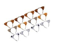 GETAJGHSD Cerchietti per Chioma Orecchie di Animali, 12 Pezzi Stampa Zebra e Leopardo Rosa Chiaro, Accessori per Feste di Carnevale e Cosplay Ragazzo Ragazza
