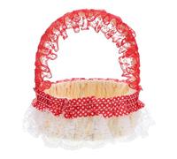 GETAJGHSD Cesto Intrecciato Rosso per Fiori Freschi e Artificiali Manico Robusto in Ferro e Stoffa, Pratico per Decorazioni in Stile Rustico e Moderno