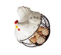GETAJGHSD Cesto Porta Uova a Forma di Gallina in Ferro Bianco con Coperchio, Realizzazione Fine e Facile da Prendere, per Cucina e Conservazione