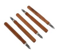 GETAJGHSD Coltelli per Intaglio del Legno Manico Marrone Sintetico, Set 5 Pezzi per Incisione e Marcatura, Lame Affilate per Lavorazione Artigianale del Legno