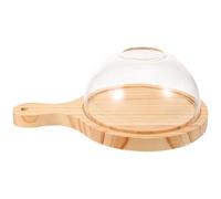 GETAJGHSD Copertura a Cupola Trasparente in Vetro per Alimenti Affumicati con Base in Legno da 15 Cm, Copri-alimenti da Cucina per Dessert e Piatti Fumatori, per Ristoranti e Uso Domestico
