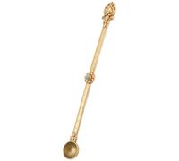 GETAJGHSD Cucchiaio in Ottone Intagliato Stile Tibetano per Versare Ghee e Offerte Sacre, Decorazione Religiosa Dorata per Rituali Spirituali e Meditazione