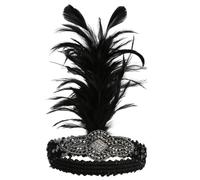 GETAJGHSD Fascia per Chioma Anni 20 Donna Elegante in Cristallo e Poliestere Nero, Comoda e Taglia Unica, per Feste in Stile Charleston e Matrimoni