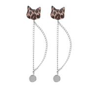 GETAJGHSD Fermapantaloni Motivo Leopardo Magnetico a Forma di Testa di Gatto in Metallo Marrone Protezione Orlo Pantaloni senza Taglio per Abbigliamento Professionale e Sociale