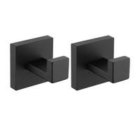 GETAJGHSD Ganci da Parete in Acciaio Inox 304 Neri Set da 2 Ganci Multiuso per Asciugamani Cappotti e Ombrelli per Bagno Cucina e Corridoio Supporto per Organizzazione Domestica