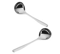 GETAJGHSD Mestolo da Zuppa in Acciaio Inossidabile 2 Pezzi Manico lungo Design Ergonomico e Testa Rotonda per Cucina Domestica e Ristorazione