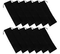 GETAJGHSD Sacchetti Porta Posate Riutilizzabili 12 Pezzi Nero Coulisse per Bacchette e Cannucce per Sushi e Asporto