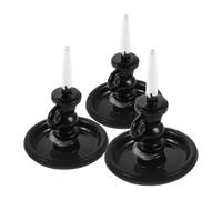 GETAJGHSD Set 3 Pezzi Candelabri Vintage in Lega Nero 1:12 per Casa delle Bambole, Design Realistico senza Luce, Decorazione da Tavolo per Micro Paesaggio