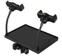 GETAJGHSD Vassoio Porta Scheda Audio e Supporto Microfono con Clip Regolabile in Altezza, Materiale Plastico Nero, Adatto per Leggio Musicale e Palcoscenico
