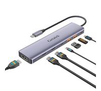 Getatek Hub USB C da 10 Gbps, docking station per laptop, docking station 7in1 a triplo display con doppia HDMI, DisplayPort, PD 100W, 2 porte USB 3.2, USB C 3.2 per Dell Hp Lenovo Surface Windows