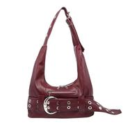 GETBSTOOP Borsa for tracolla vintage con fibbia della cintura in pelle PU (vino rosso)