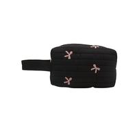 GETBSTOOP Borsa for Trucchi Piccola Borsa for Cosmetici Borsa Trapuntata for Donna Organizer con Cerniera Y2k Borse for Trucco a Scacchi Borsa for Cosmetici con Fiocco-Nero
