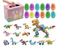 GETBSTOOP Confezione da 12 Uova di Pasqua Riempite Colorate con Blocchi di Costruzione di Dinosauri, Perfette per Riempire Le Ceste di Pasqua, Regali per Festa, Premi per La ei Bambini