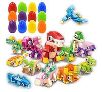 GETBSTOOP Confezione da 12 Uova di Pasqua Riempite Colorate con Blocchi di Costruzione di Dinosauri, Perfette per Riempire Le Ceste di Pasqua, Regali per Festa, Premi per La ei Bambini