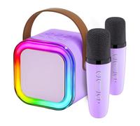 GETBSTOOP Macchina for Karaoke Portatile Compatibile con 5.3 con Microfono Wireless Mini Altoparlanti Home Theater Luci a LED Regolabili for Karaoke Domestico (Viola)
