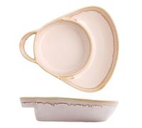 GETBSTOOP Servito per Zuppe e Panini in Ceramica con Doppio Scomparto, Piatto con Manico per Zuppa e Panino 2 in 1 in Stile Retrò, Ciotole Laterali Facili da Pulire per Colazione, Insalata, Dolci