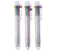 GetCoupon 3 penne a sfera multicolore, penne a sfera retrattili 8 in 1 da 0,5 mm, penna a sfera trasparente