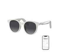 GetD Occhiali Bluetooth,Open-Ear Smart Glasses, Large Round occhiali da sole polarizzati,Audio Sunglasses Bluetooth5.4, anti-perdita di suono, riduzione rumore chiamate (Off White Frame+Gradient Lens)