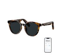 GetD Occhiali Bluetooth,Open-Ear Smart Glasses, Large Round occhiali da sole polarizzati,Audio Sunglasses Bluetooth5.4, anti-perdita di suono, riduzione rumore chiamate (Tortoise Frame+Grey Lens)