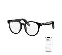 GetD Occhiali Bluetooth,Open-Ear Smart Glasses, Large Round occhiali da sole polarizzati,Audio Sunglasses Bluetooth5.4, anti-perdita di suono, riduzione rumore chiamate (Black Frame+Clear Lens)