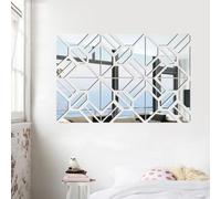 Getdoublerich 4 adesivi da parete a specchio 3D, piastrelle a mosaico acrilico argento per camera da letto, decalcomanie decorative impermeabili per espandere lo spazio, 20 x 20 cm