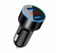 Getdoublerich Caricabatteria da auto a doppia porta USB-C e USB-A con voltmetro digitale LED, ricarica rapida 3.1A, uscita 120W, corpo in lega di alluminio, per iPhone, tablet Samsung e dispositivi
