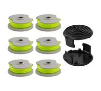 Getdoublerich Confezione da 6 bobine e filo per decespugliatore WA0014 con 2 tappi, 6,1 m 0,2 cm per Worx WG168 WG184 WG190 WG191, compatibile con parti di ricambio WA0037