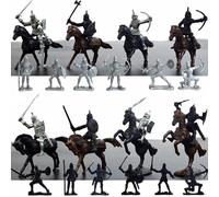 Getdoublerich Esplora la storia con 28 pezzi Cavalieri medievali e cavalli set di figure per il divertimento dei bambini