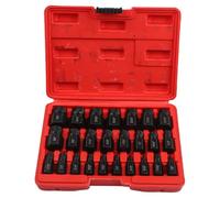 Getdoublerich Set di 25 estrattori per viti, esagonali, multi denti, in acciaio al carbonio, arrotondati, per viti danneggiate, strumento di riparazione per officina