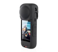 Getdoublerich Set di lenti protettive per Insta360 X5, custodia in silicone PC con pellicola in vetro temperato, kit di copertura per fotocamera antiurto, nero