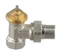 Getdoublerich Valvola di regolazione termostatica ad angolo in ottone DN15/DN20, filettatura M30x1,5, valvola di regolazione autoregolante per installazione verticale, senza testa termostatica