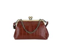 GETERUUV Kiss Lock Borse e Borse per le Donne Kisslock Crossbody Bag Faux Leather Clutch Purse Trendy Evening Bag, Marrone