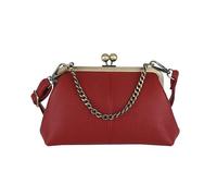 GETERUUV Kiss Lock Borse e Borse per le Donne Kisslock Crossbody Bag Faux Leather Clutch Purse Trendy Evening Bag, Cuoio Rosso