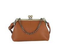GETERUUV Kiss Lock Borse e Borse per le Donne Kisslock Crossbody Bag Faux Leather Clutch Purse Trendy Evening Bag, Pelle marrone con ciottoli