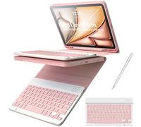 GETFRST Custodia per iPad Air 11" con tastiera con penna stilo compatibile con Air 4th 5th con tastiera staccabile, portapenne con custodia protettiva divisa, adatta per M3, M2(2025 2024), rosa
