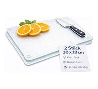 getgastro Set di 2 taglieri in vetro, 30 x 20 cm, antiscivolo, con piedini, senza microplastica, taglieri da cucina igienici, superficie antigraffio e resistente al calore