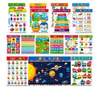 Gethelud Confezione da 17 poster educativi, con pellicola in PET, strumenti per l'apprendimento prescolare per asilo nido