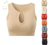 Gethey Shape Me up Crop Tops, Women Long Sleeve Breathable Shockproof Tight Sexy Workout v Neck Crop Tops (Yellow,L)