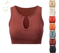 Gethey Shape Me up Crop Tops, Women Long Sleeve Breathable Shockproof Tight Sexy Workout v Neck Crop Tops (Dark Coffee,S)