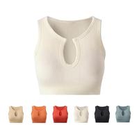 Getheyshape Crop Top Seamless U-Neck Sports Vest Shirt Tank Tops with Built in Bras (4,M)