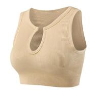 Getheyshape Shape Me Up Crop Top, Built-in Shaping, Gathered Beautiful Back Sexy Sleeveless for Women Strap Tank Tops, beige., M
