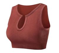 Getheyshape Shape Me Up Crop Top, Built-in Shaping, Gathered Beautiful Back Sexy Sleeveless for Women Strap Tank Tops, marrone, S