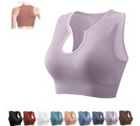 Getheyshape Shape Me Up Crop Top, traspirante, antiurto, aderente, fitness, da donna, per sport, palestra, yoga, senza maniche, Viola, L