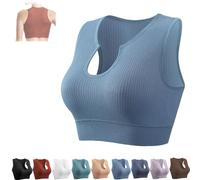 Getheyshape Shape Me Up Crop Top, traspirante, antiurto, aderente, fitness, da donna, per sport, palestra, yoga, senza maniche, Azzurro, S