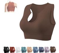 Getheyshape Shape Me Up Crop Top, traspirante, antiurto, aderente, fitness, da donna, per sport, palestra, yoga, senza maniche, Caff, M