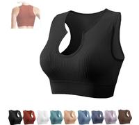 Getheyshape Shape Me Up Crop Top, traspirante, antiurto, aderente, fitness, da donna, per sport, palestra, yoga, senza maniche, Nero , L