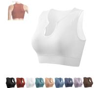 Getheyshape Shape Me Up Crop Top, traspirante, antiurto, aderente, fitness, da donna, per sport, palestra, yoga, senza maniche, bianco, M