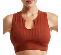 Getheyshape Shape Me Up Crop Top, un top corto non indossare un reggiseno, canotta sportiva da donna per lo yoga e la palestra senza maniche arricciato bella schiena, Top Marrone, M
